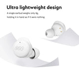 White wireless earbuds.