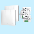 White wireless light switch with multiple control modules.