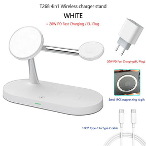 White wireless charging stand.