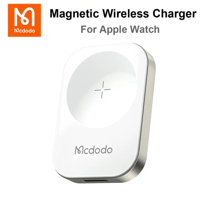 a white wireless device with the text magnetic wireless wireless device for apple watch