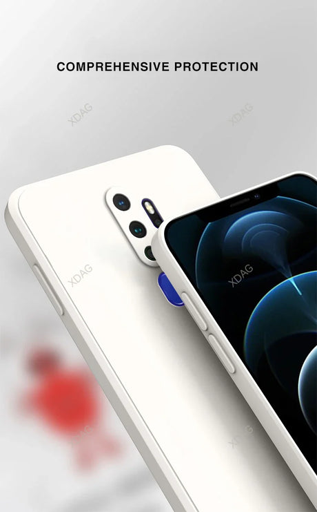 White straight edge silicone phone case with sleek minimalist design and smooth matte finish for oppo a5 a9 a11 a11x 5g