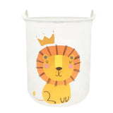 a white bucket with a lion design