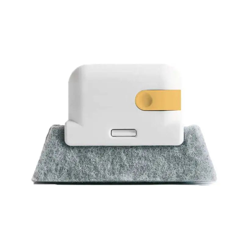 the white and yellow charging device is on a gray towel