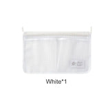 a white zipper bag with a zipper on the side