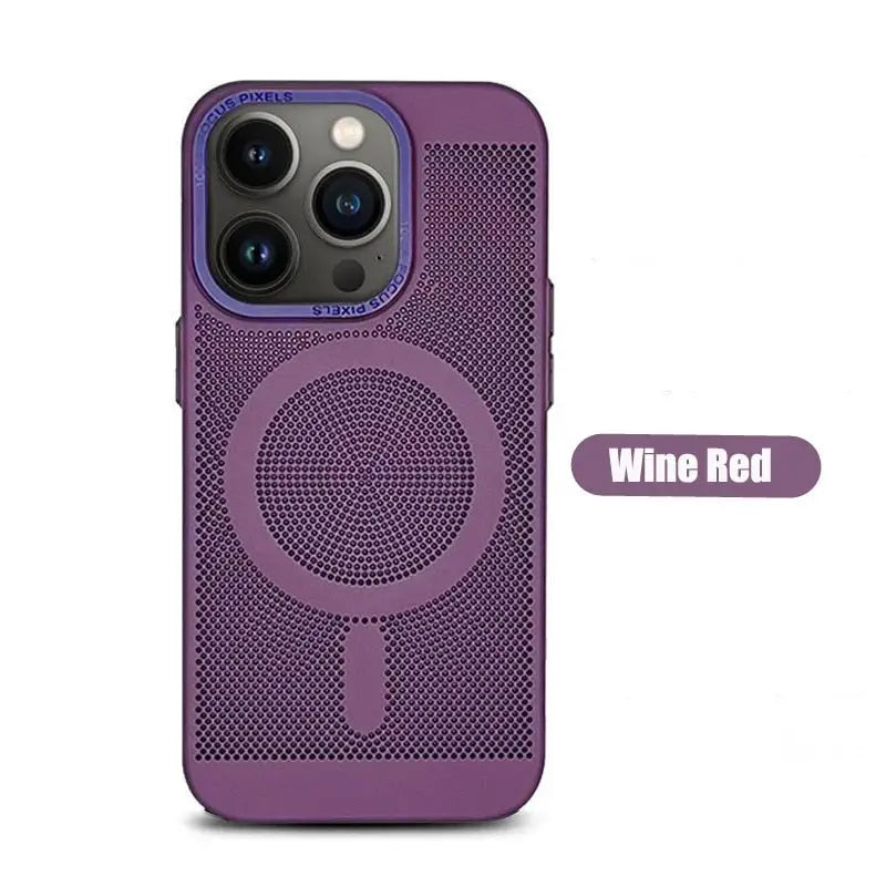 the wine red iphone case is shown with the wine red logo