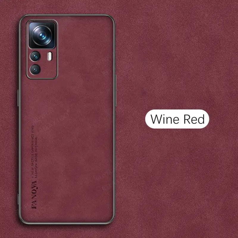 the back of a wine red iphone case