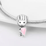 925 silver plated rabbit with pink heart charm