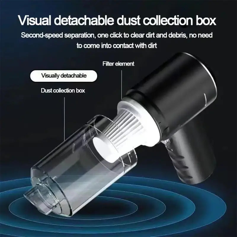 a black and white image of a vacuum with the words visual defator