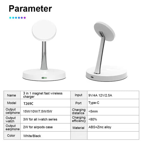 the wireless table lamp with a white base and a black base