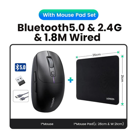 Wireless computer mouse with accompanying mouse pad.