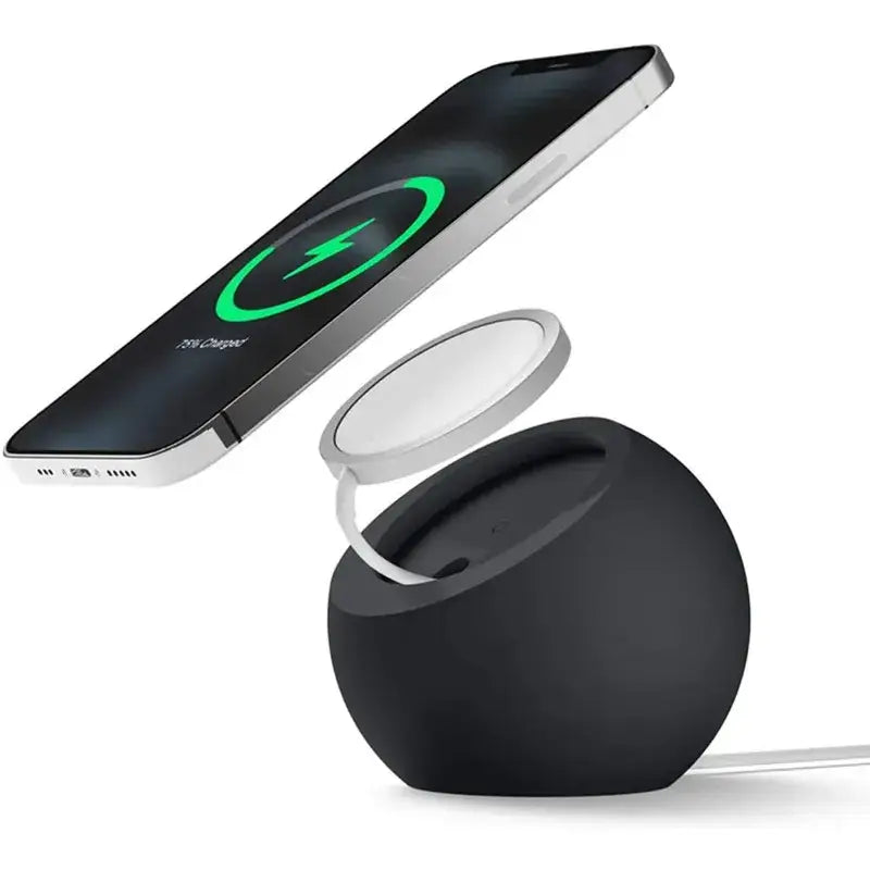 The wireless charging device with a phone in the back