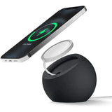 the wireless charging device with a phone in the back