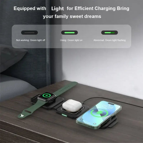 The wireless charging device is on a table