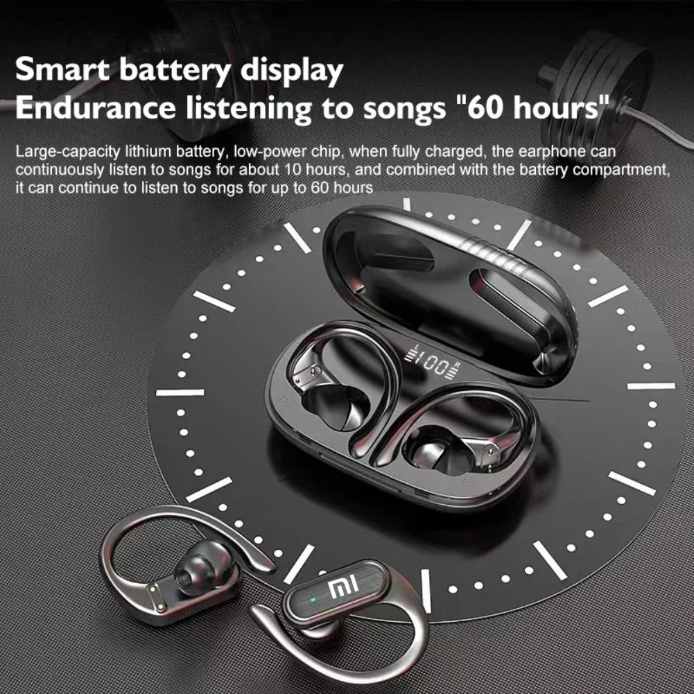 Wireless earbuds with a charging case.