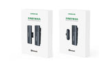 Wireless earbuds in retail packaging.