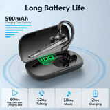 Wireless headset with charging case.