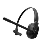 Wireless headset with a single earpiece and attached microphone.