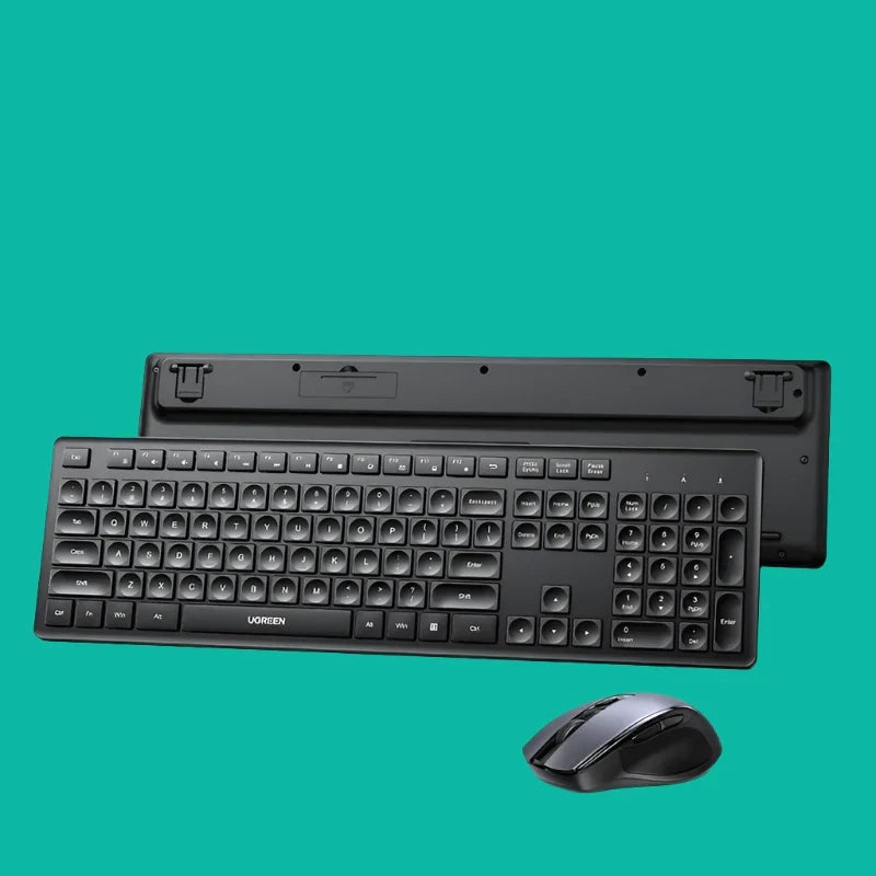 Wireless keyboard and mouse set in black color.