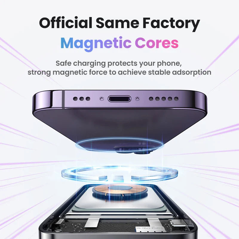 Wireless magnetic charging device for smartphones with multiple magnetic cores.