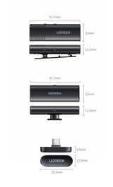 Wireless microphone system dimensions.