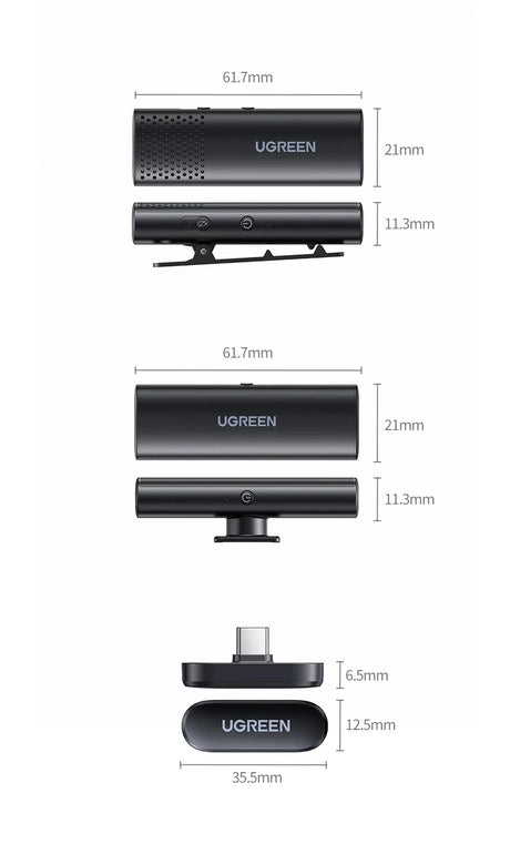 Wireless microphone system dimensions.