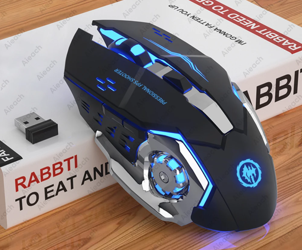 Wireless Bluetooth 2.4GHz Gaming Mouse - 2000Dpi Rechargeable Ergonomic Mouse For Laptop & PC Computer Gamer