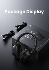 Wireless over-ear headphones with a curved headband and ear cups.