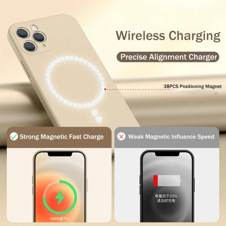 Wireless charging pad for smartphones featuring precise alignment technology and strong magnetic fast charging capabilities.