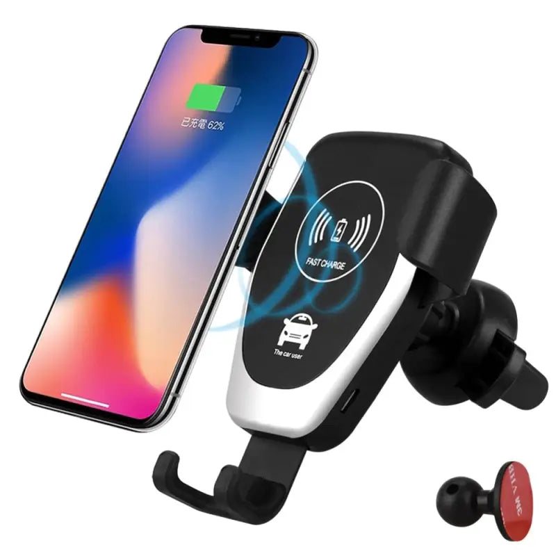 an image of a wireless car charger with a phone in it