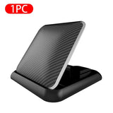 the wireless phone stand with a black carbon fiber fiber