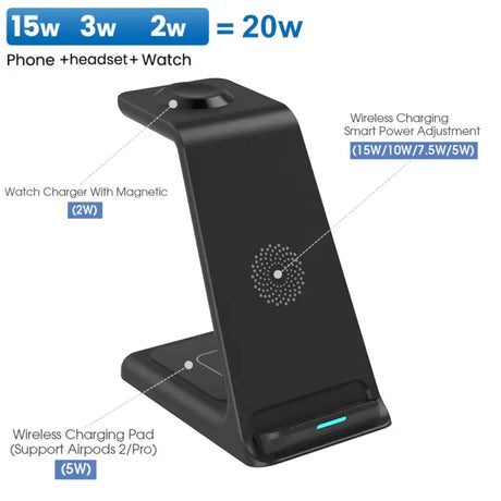 the wireless phone stand with a wireless charging device