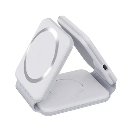 The wireless charging stand with a white base