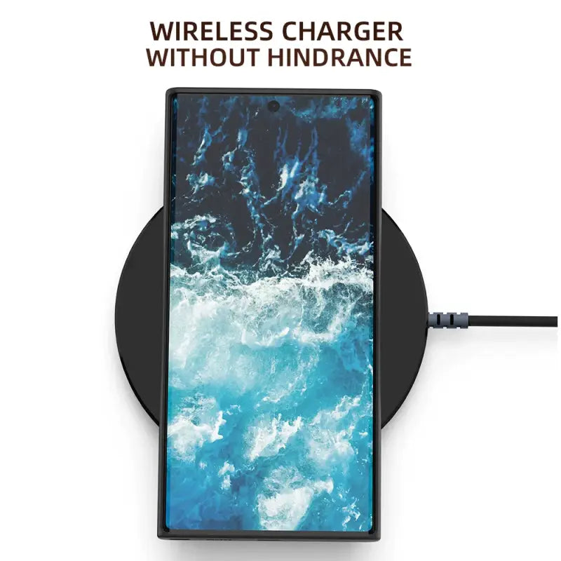 The wireless charging station with a black cable