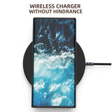 The wireless charging station with a black cable