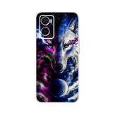 a phone case with a wolf and a galaxy background