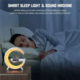 a woman sleeping in bed with the smart alarm clock