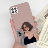 a woman holding a phone case with a picture of her