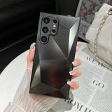 Luxury 3D Plating Diamond Pattern Matte Case for Samsung Galaxy S22 S23 S24 Ultra Plus Shockproof TPU Cover