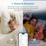 a woman and child sleeping in bed with the text, i see and schedule