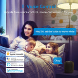 a woman and child in bed with the words voice control