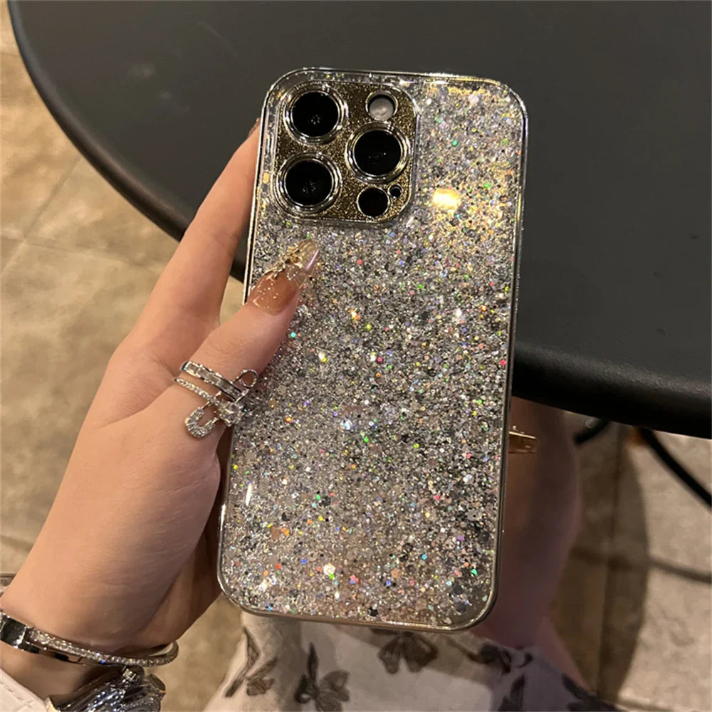 Luxury Bling Sequin Glitter Shiny Phone Case For iPhone 14 13 12 11 Pro Max Lens Protective Shockproof Back Cover