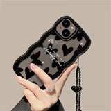 a black phone case with a heart design
