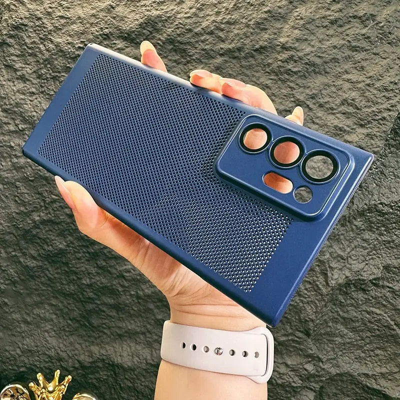 the case is made from a blue plastic material