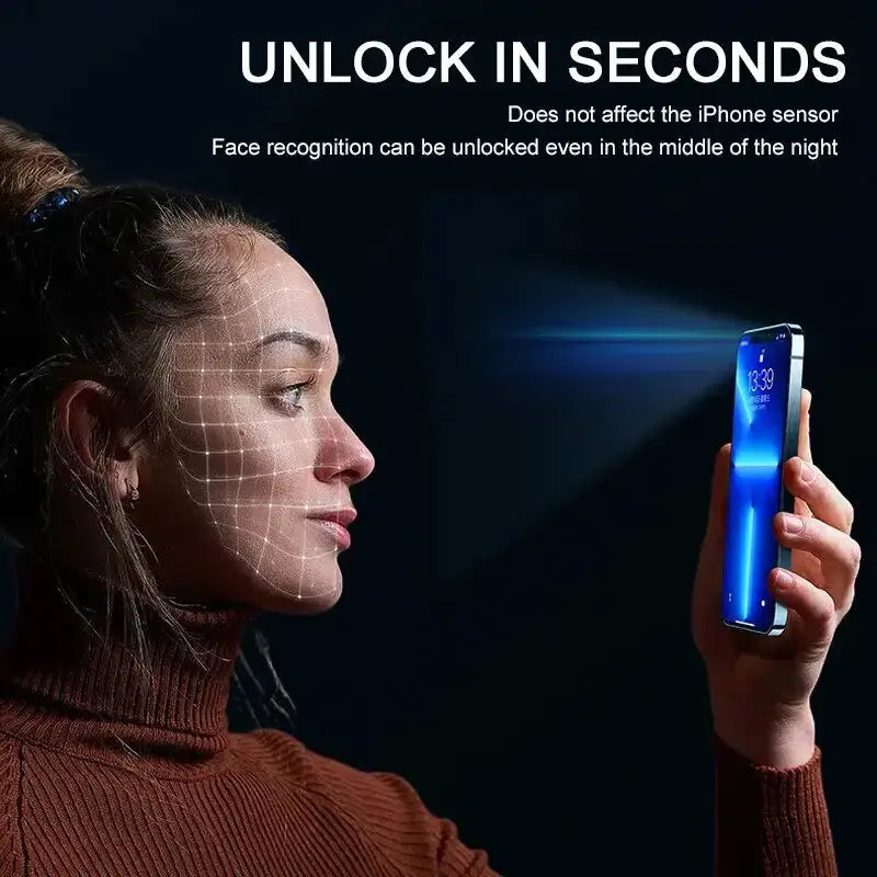 a woman holding a cell phone with the text unlock