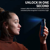 a woman holding a cell phone with the text unlock one second
