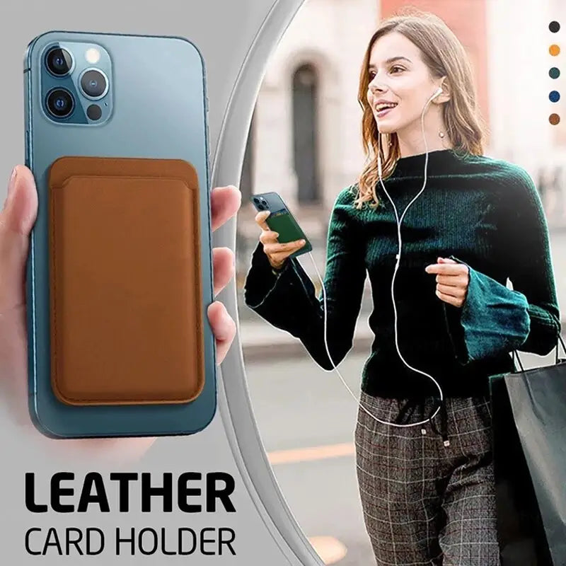 a woman holding a cell phone case