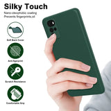 the back of a woman’s hand holding a green iphone case