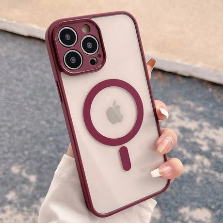 a woman holding an iphone case with a camera lens