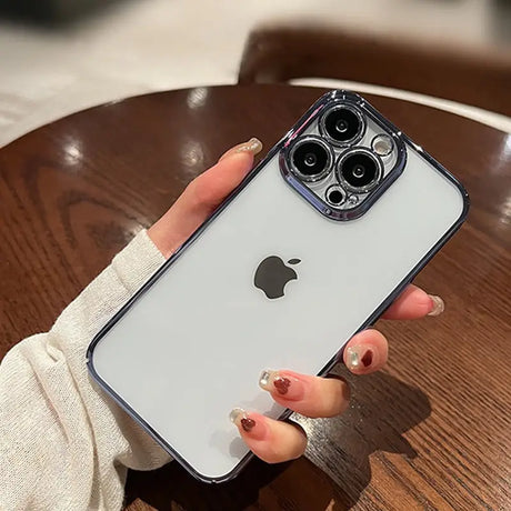 a woman holding an iphone case with a camera