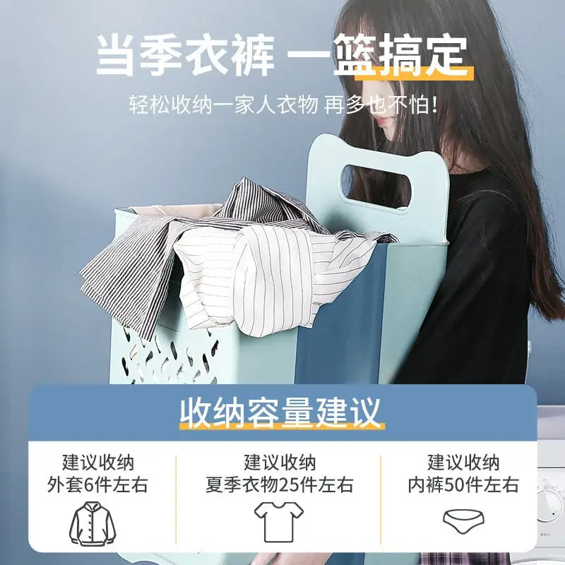 a woman is holding a box with clothes